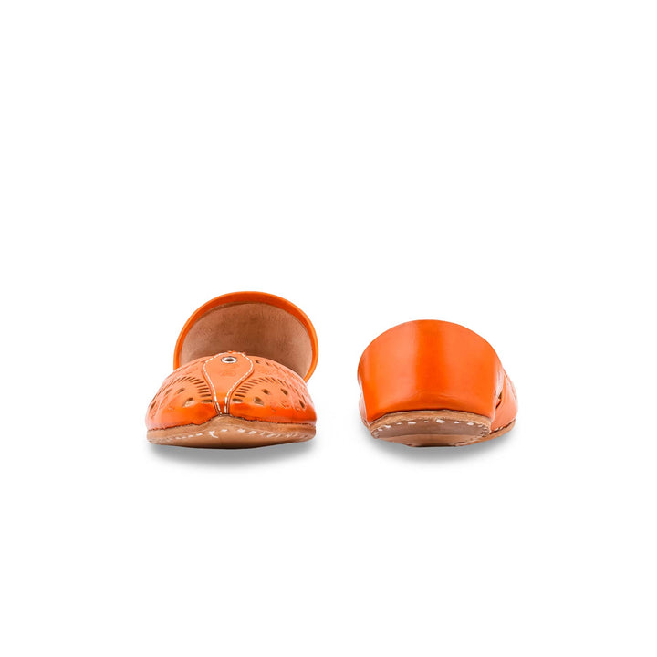 Orange Leather Khussa For Women EC8865