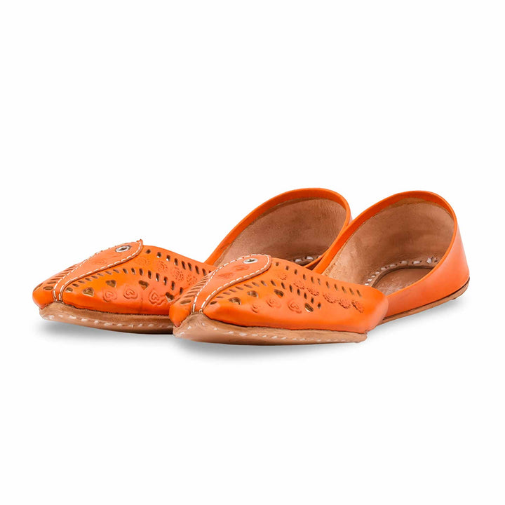 Orange Leather Khussa For Women EC8865