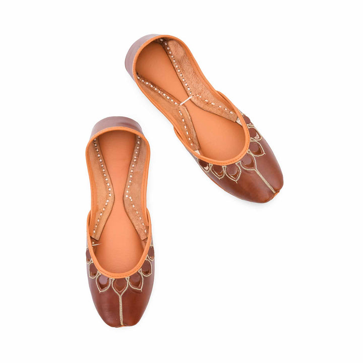 Brown Leather Khussa For Women EC8866