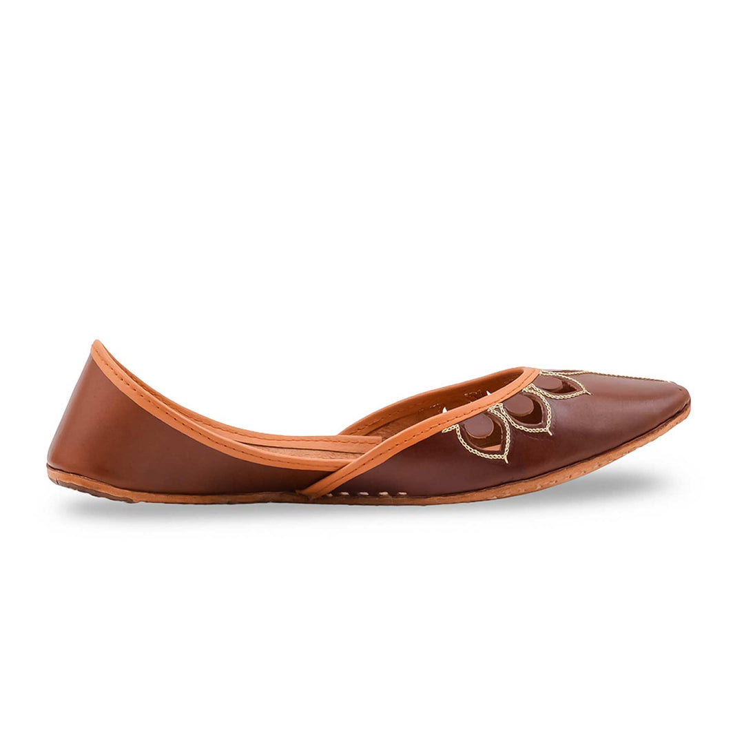 Brown Leather Khussa For Women EC8866
