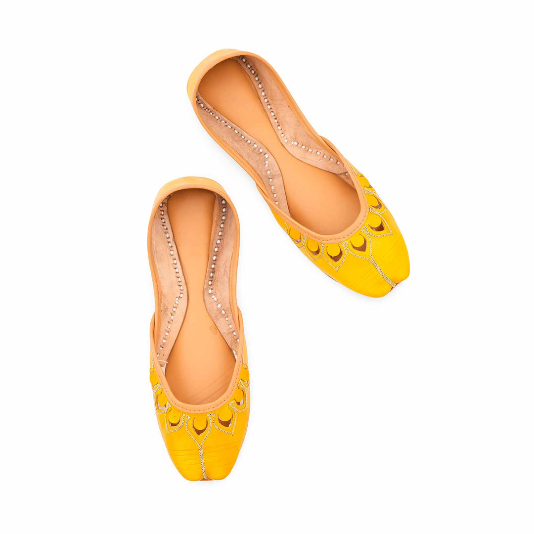 Yellow Leather Khussa For Women EC8866