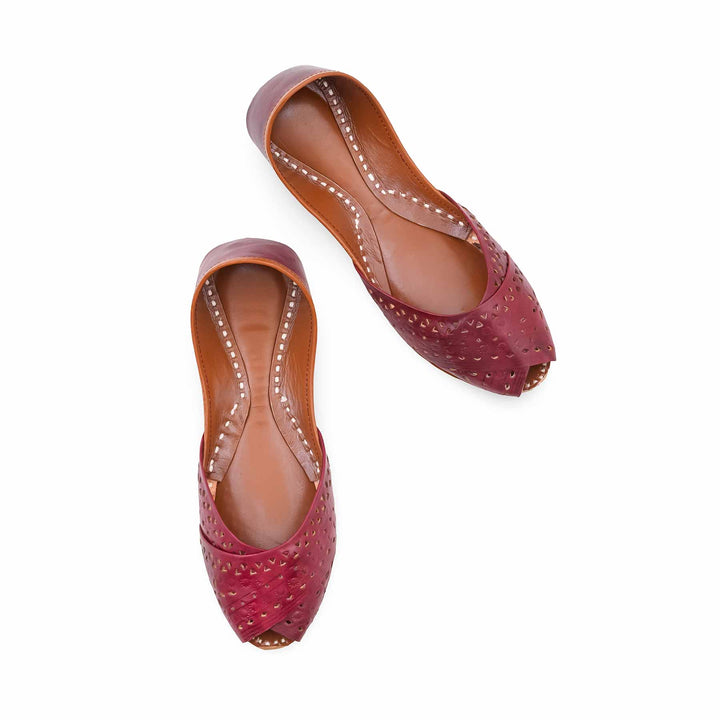 Maroon Leather Khussa For Women EC8867