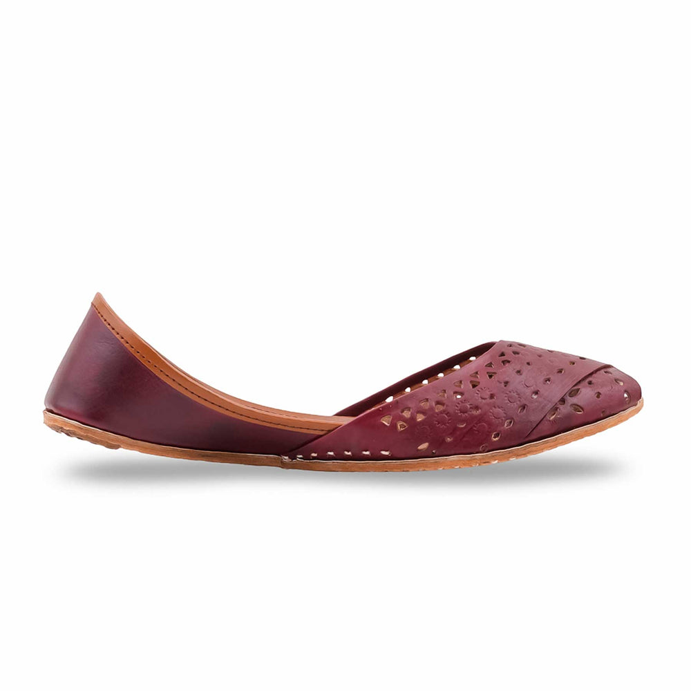 Maroon Leather Khussa For Women EC8867