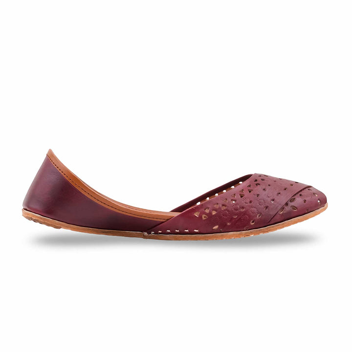 Maroon Leather Khussa For Women EC8867