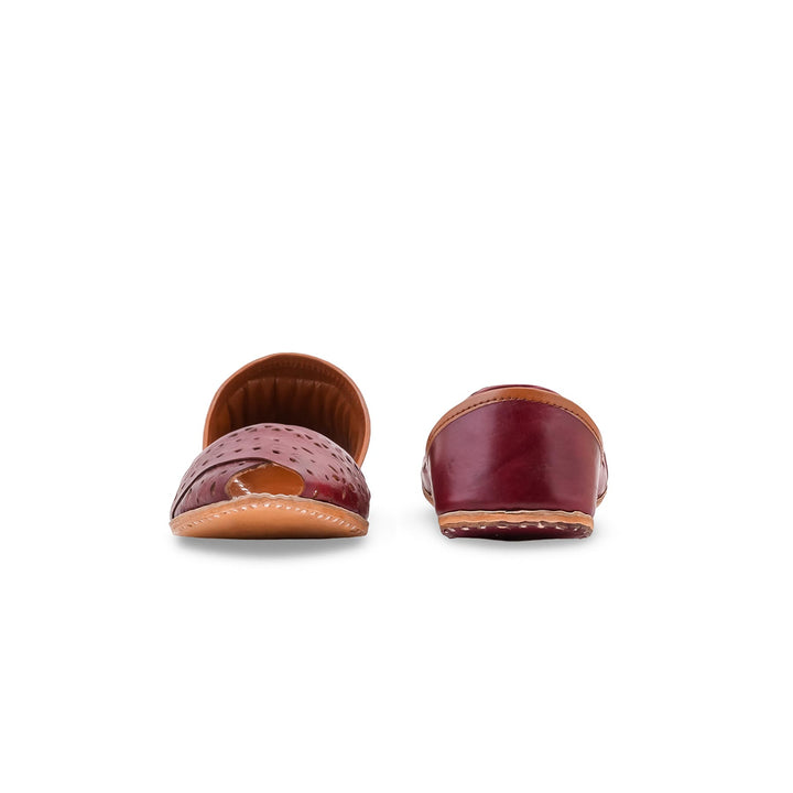 Maroon Leather Khussa For Women EC8867