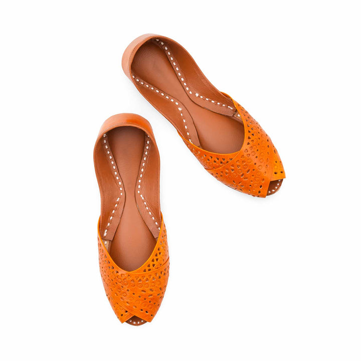 Mustard Leather Khussa For Women EC8867