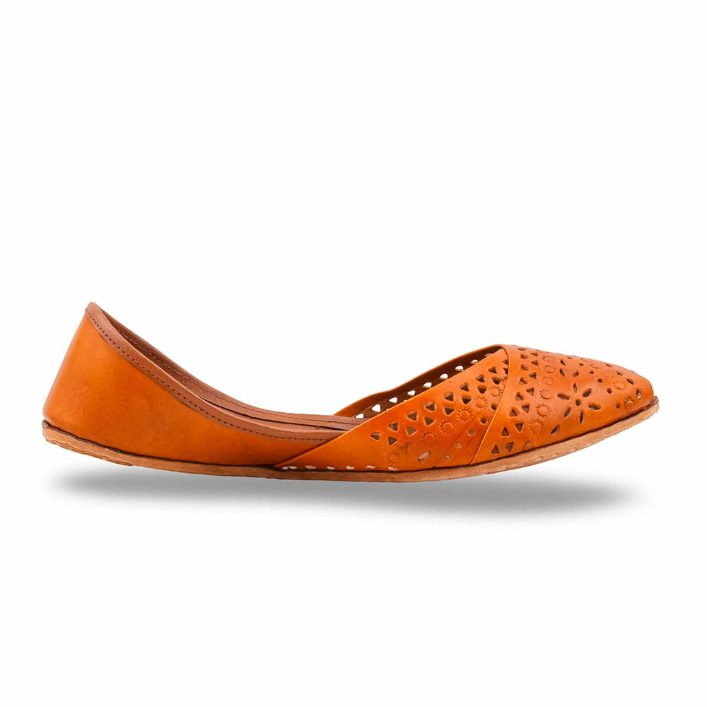 Mustard Leather Khussa For Women EC8867
