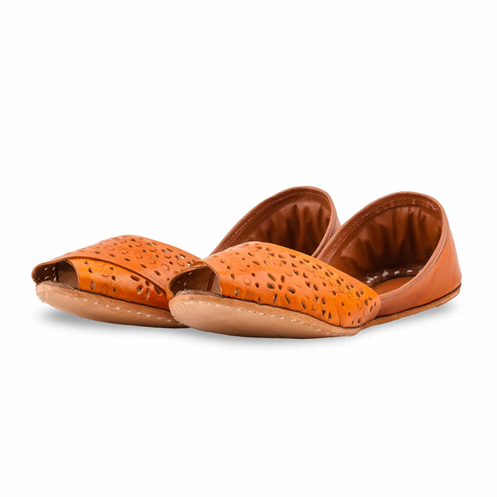 Mustard Leather Khussa For Women EC8867