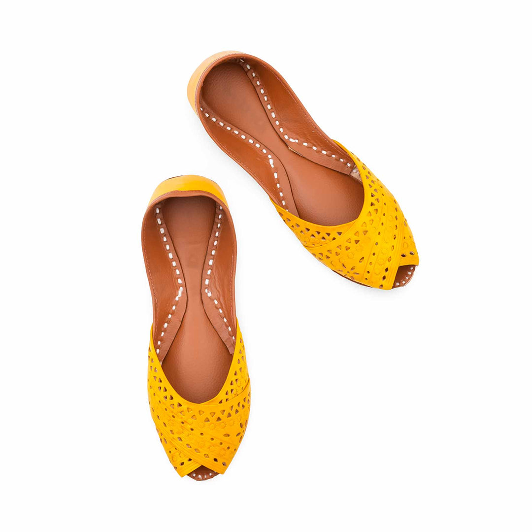 Yellow Leather Khussa For Women EC8867