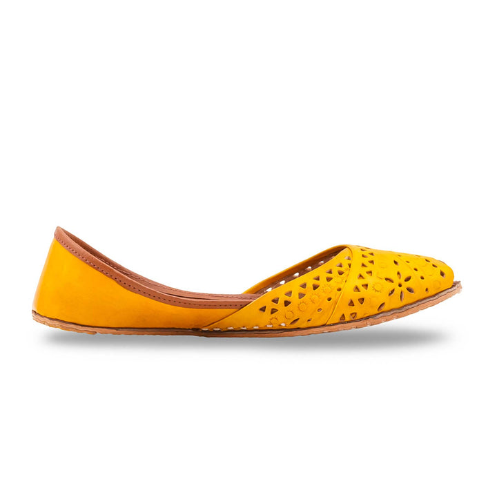 Yellow Leather Khussa For Women EC8867