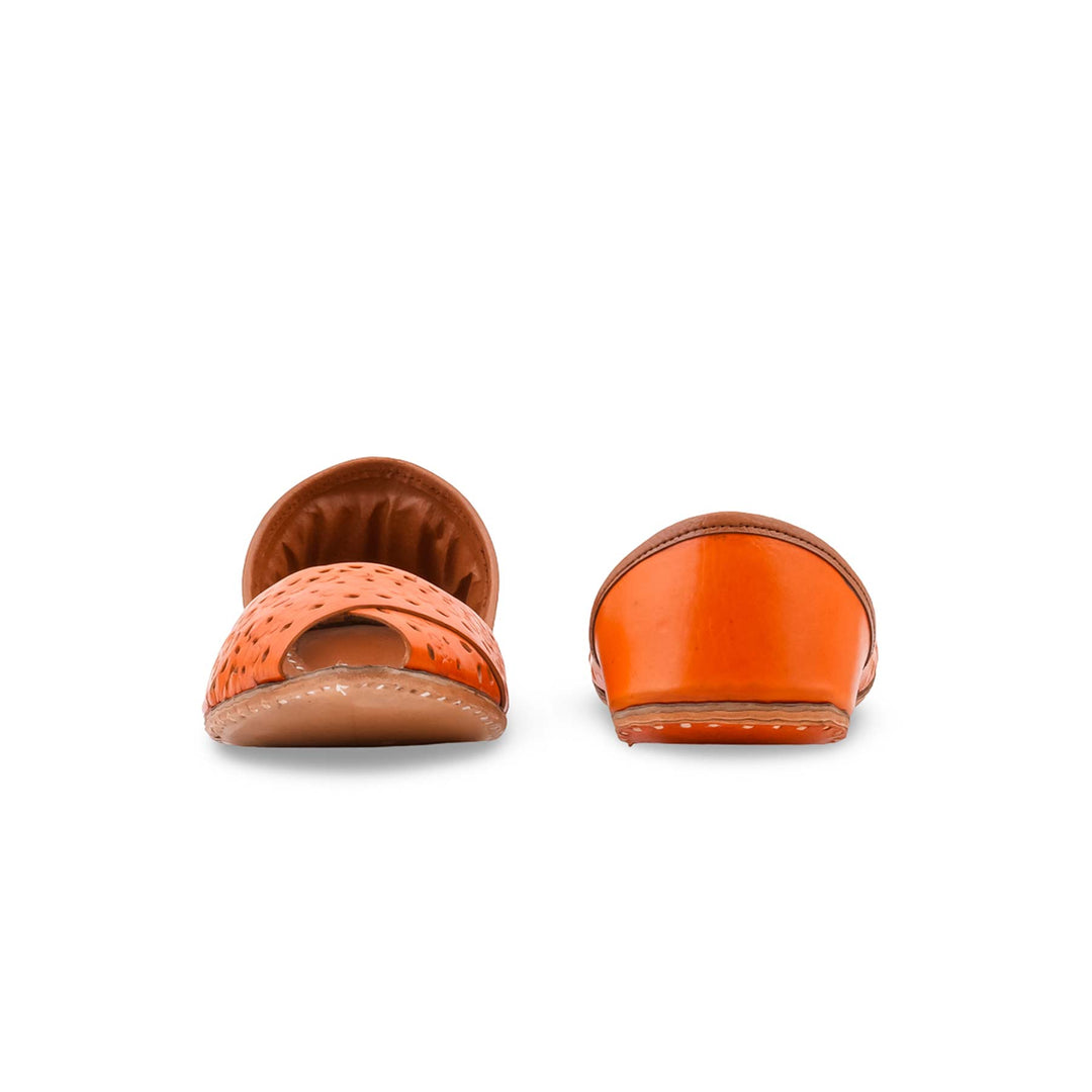 Orange Leather Khussa For Women EC8867