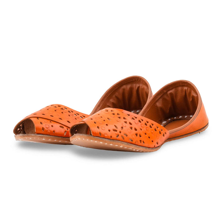 Orange Leather Khussa For Women EC8867