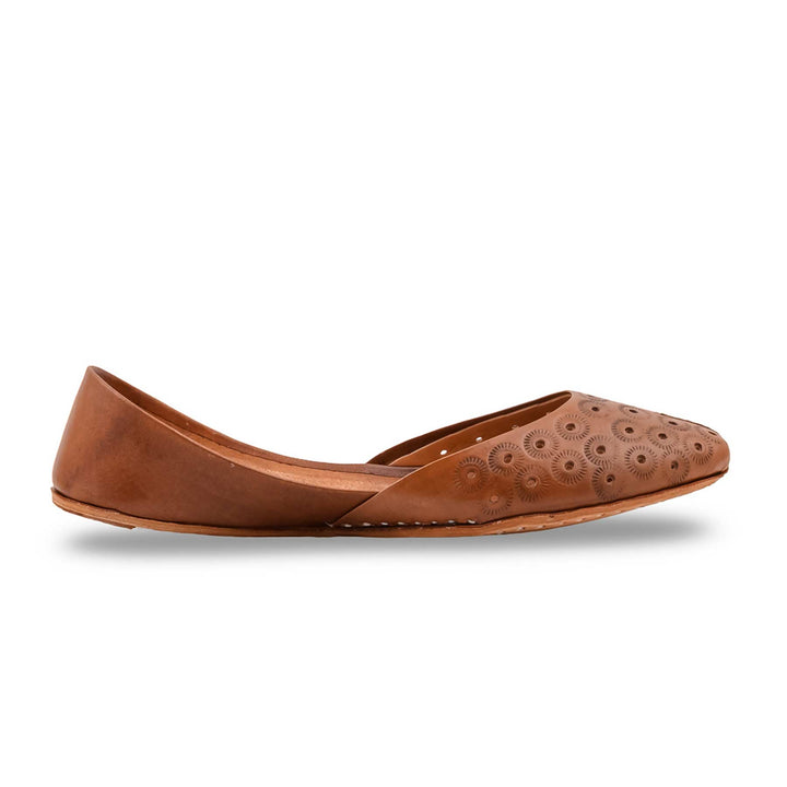 Brown Leather Khussa For Women EC8868