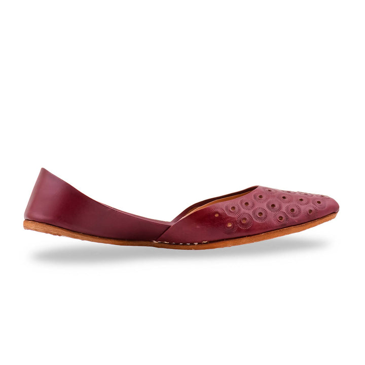 Maroon Leather Khussa For Women EC8868