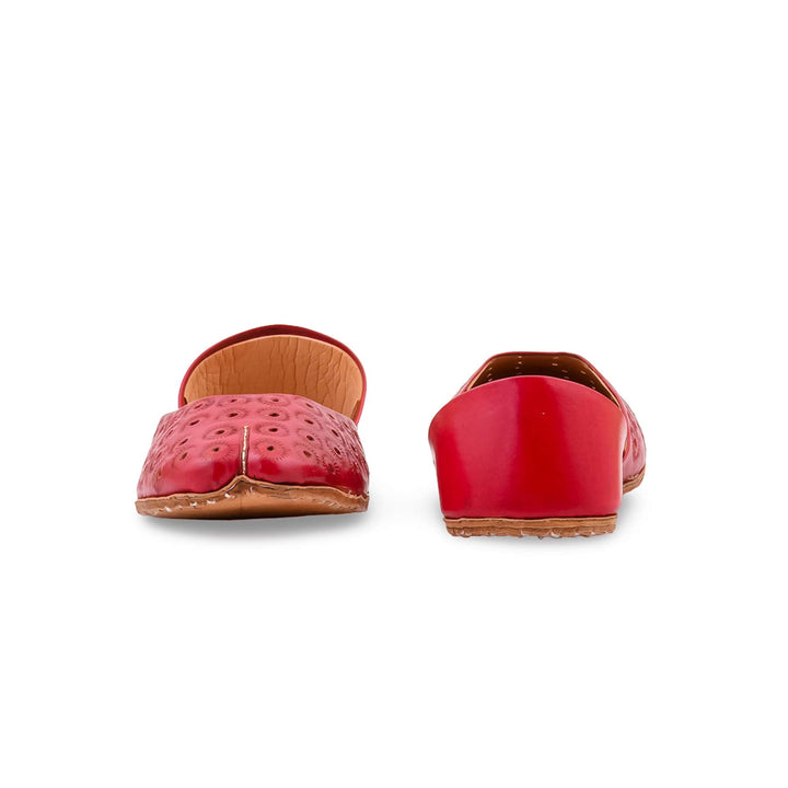 Red Leather Khussa For Women EC8868