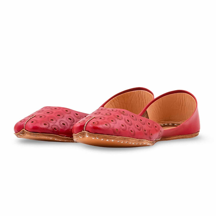 Red Leather Khussa For Women EC8868