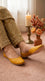 Yellow Leather Khussa For Women EC8868