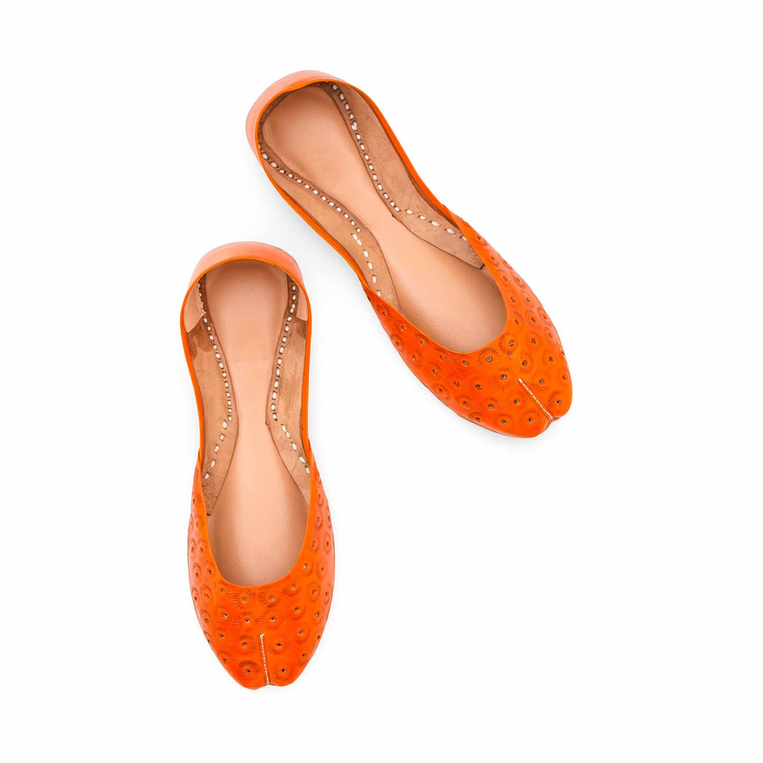 Orange Leather Khussa For Women EC8868