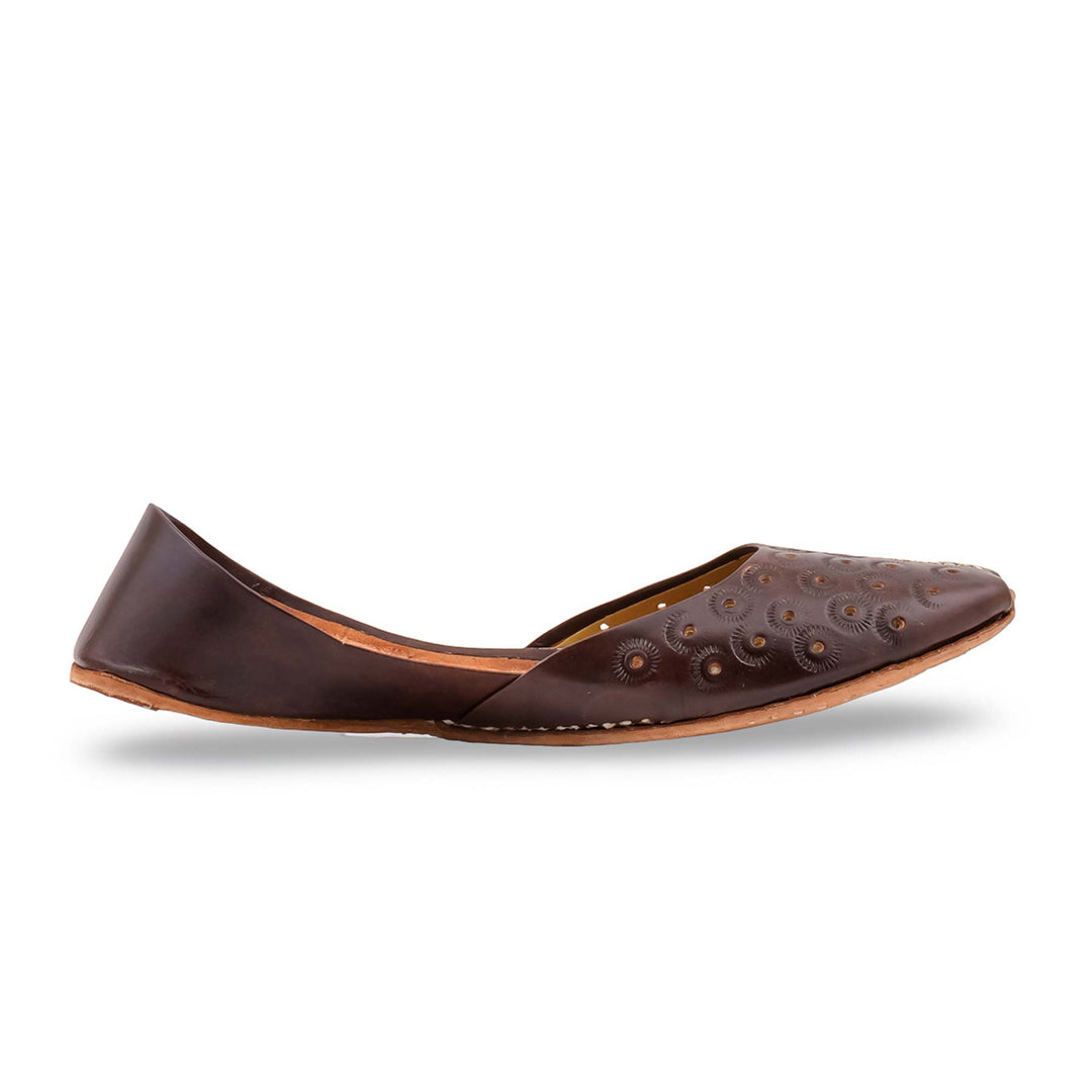 Coffee Leather Khussa For Women EC8868