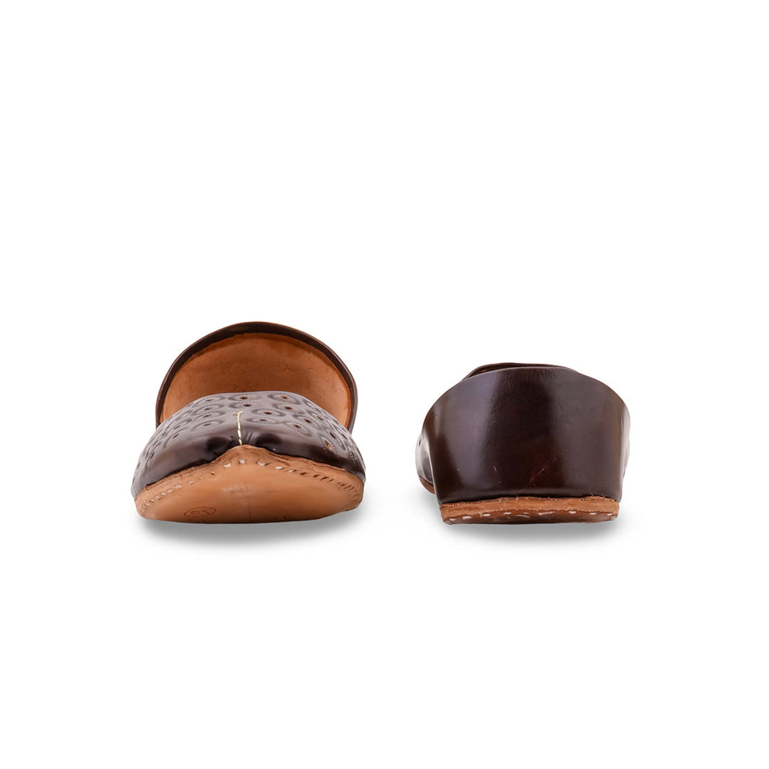 Coffee Leather Khussa For Women EC8868