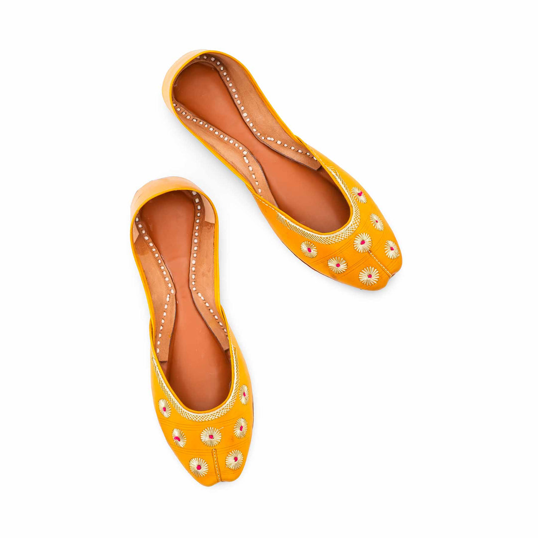 Yellow Leather Khussa For Women EC8869