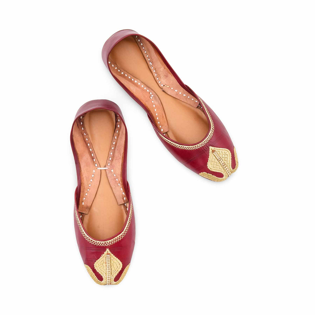 Maroon Leather Khussa For Women EC8873