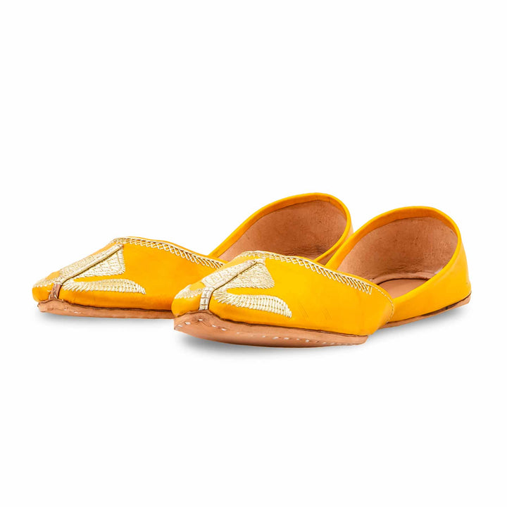 Yellow Leather Khussa For Women EC8873