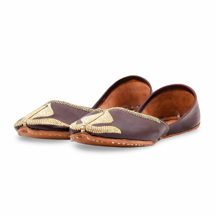 Coffee Leather Khussa For Women EC8873