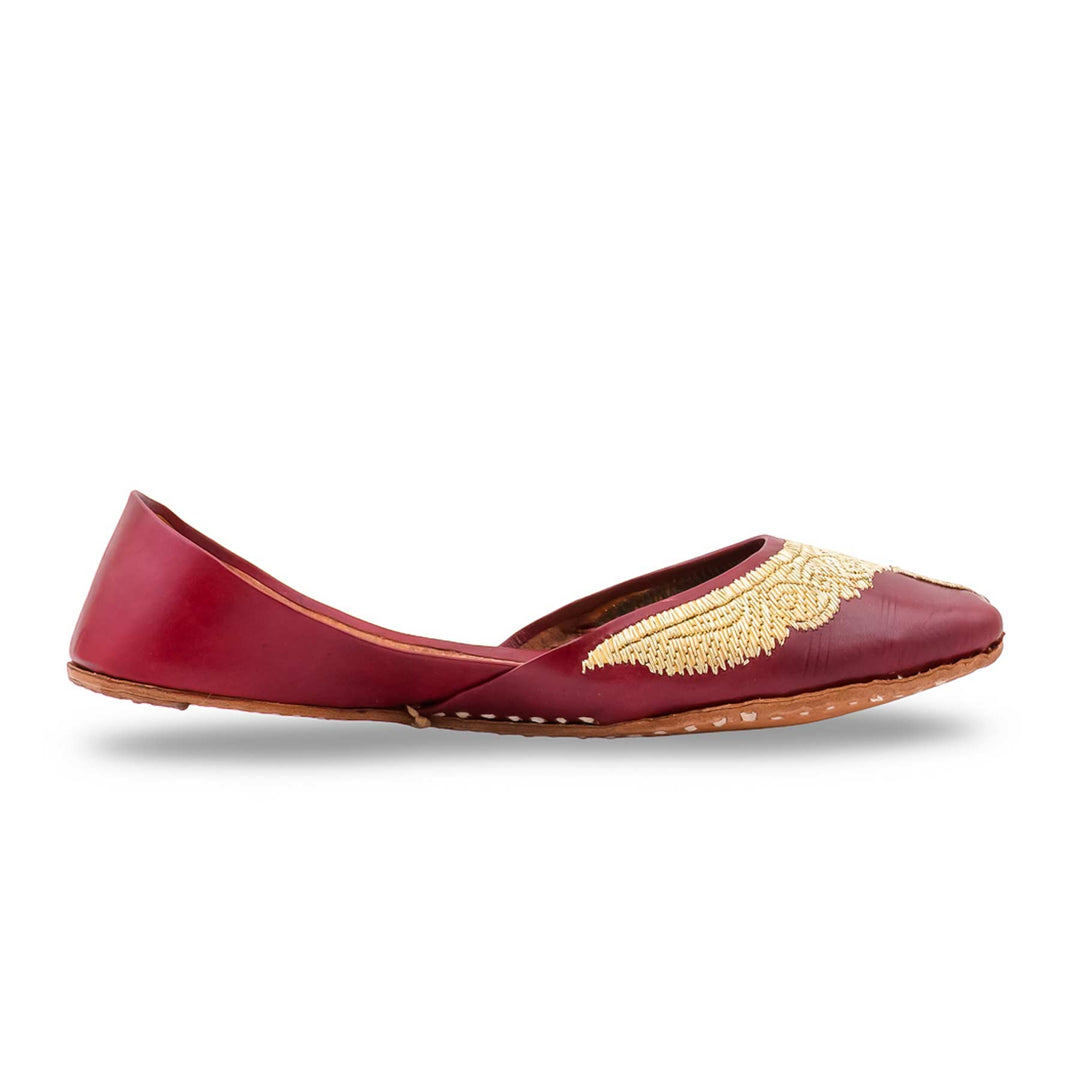 Maroon Leather Khussa For Women EC8874