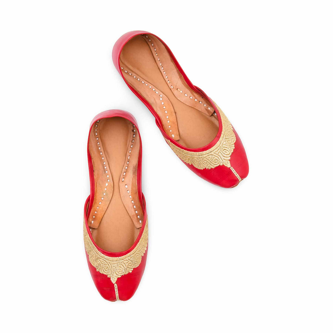 Red Leather Khussa For Women EC8874