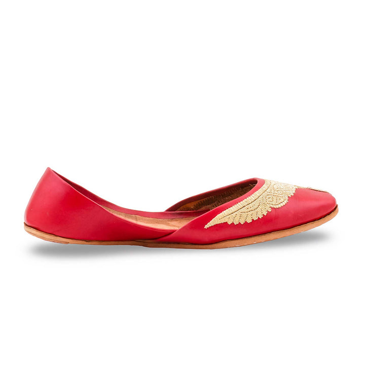 Red Leather Khussa For Women EC8874