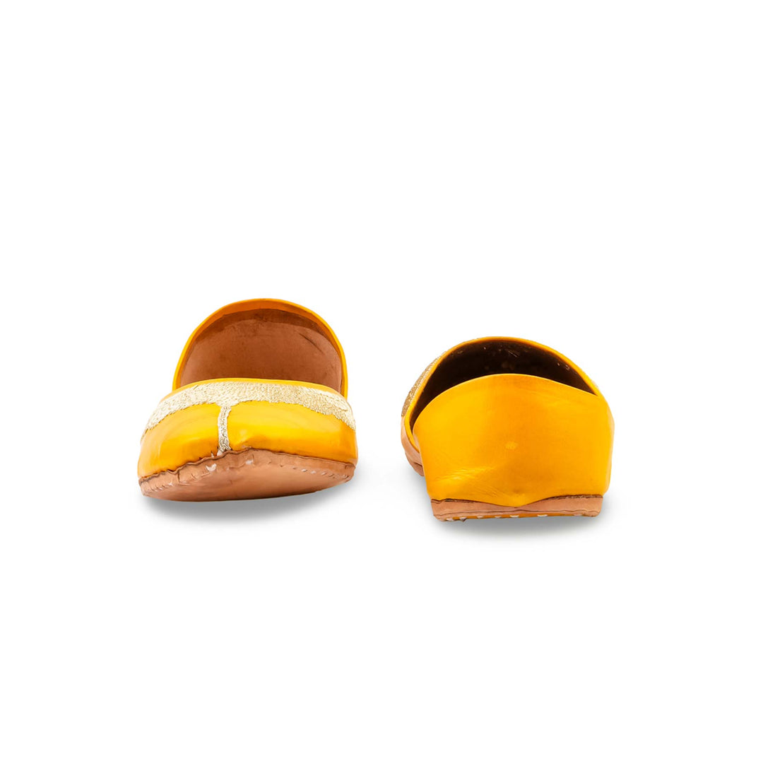 Yellow Leather Khussa For Women EC8874