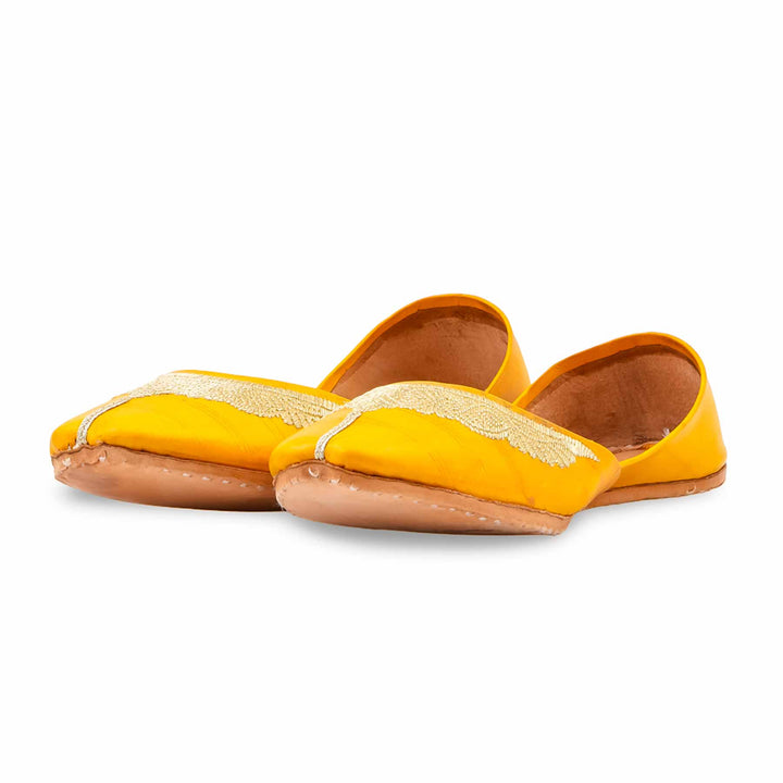 Yellow Leather Khussa For Women EC8874