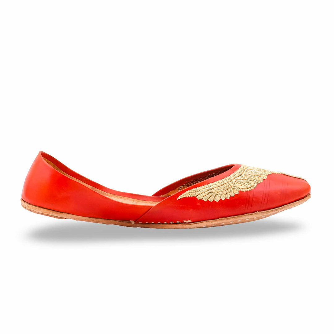 Orange Leather Khussa For Women EC8874