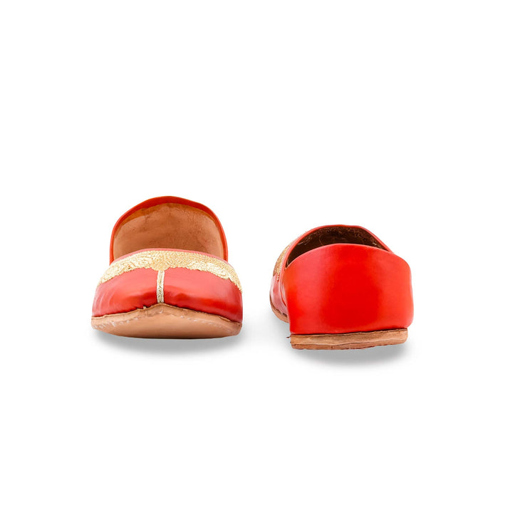 Orange Leather Khussa For Women EC8874