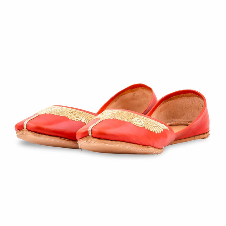 Orange Leather Khussa For Women EC8874