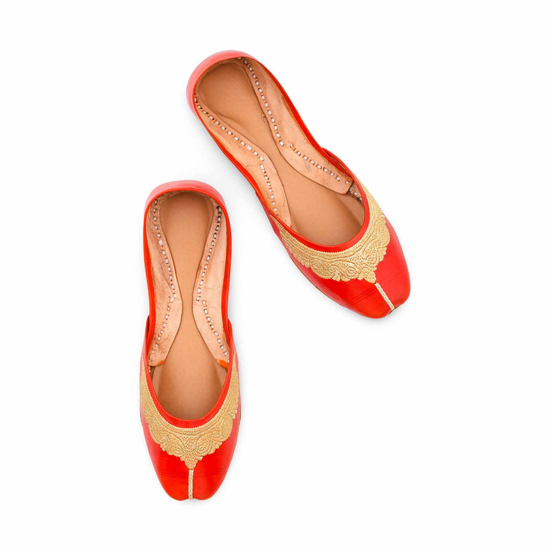 Orange Leather Khussa For Women EC8874
