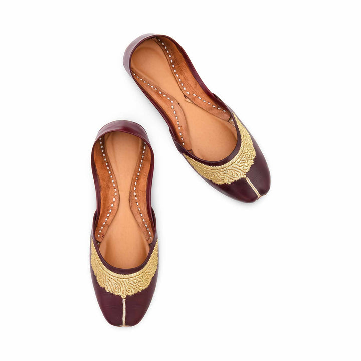 Coffee Leather Khussa For Women EC8874