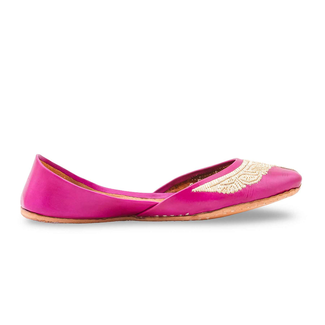 Pink Leather Khussa For Women EC8874