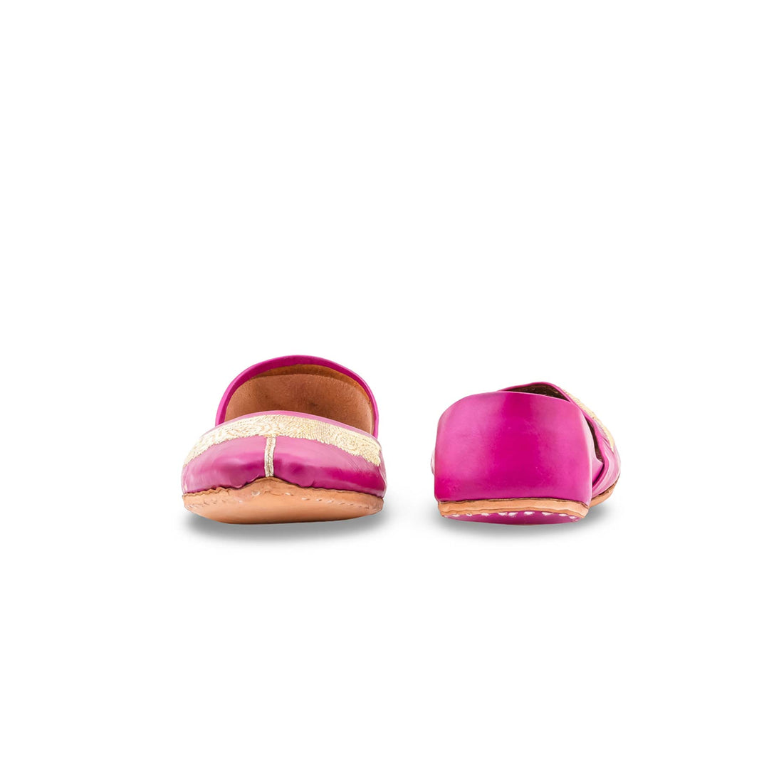 Pink Leather Khussa For Women EC8874