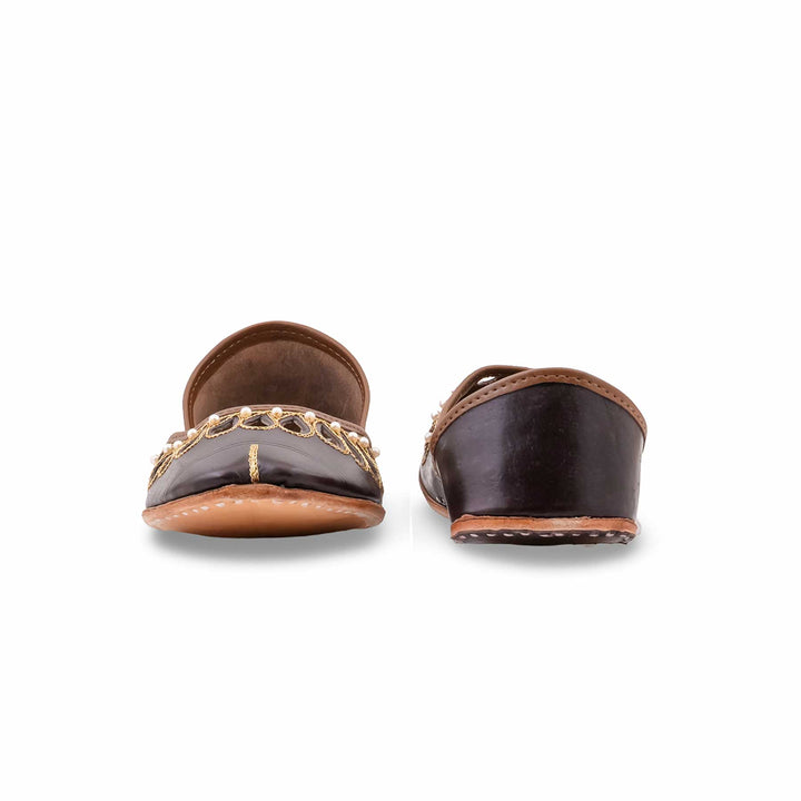 Brown Leather Khussa For Women EC8875