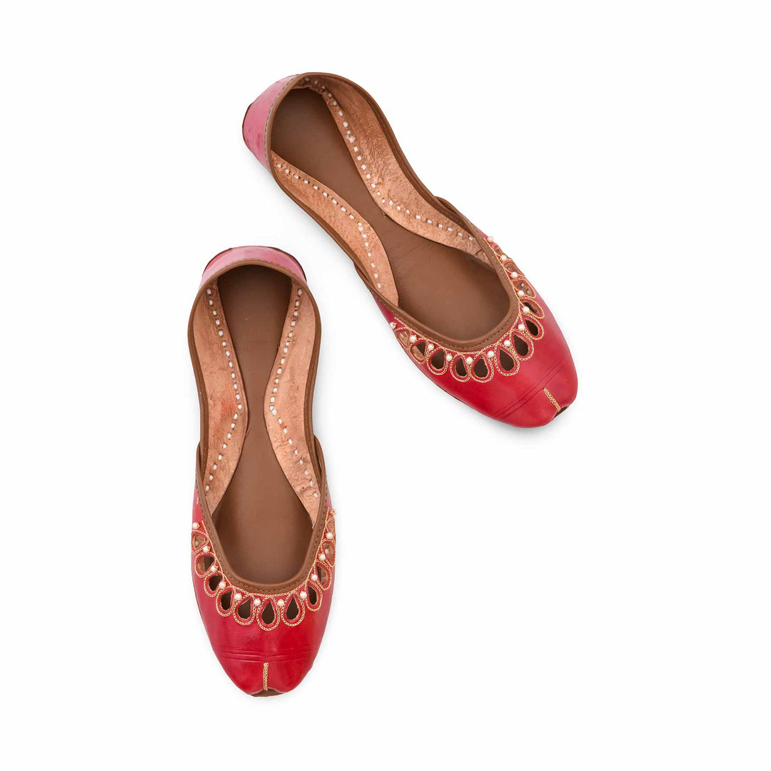 Maroon Leather Khussa For Women EC8875