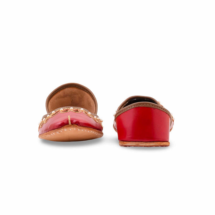 Red Leather Khussa For Women EC8875