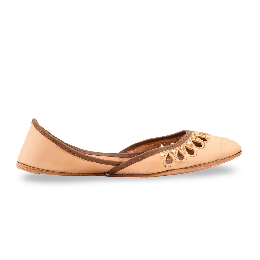 Fawn Leather Khussa For Women EC8875