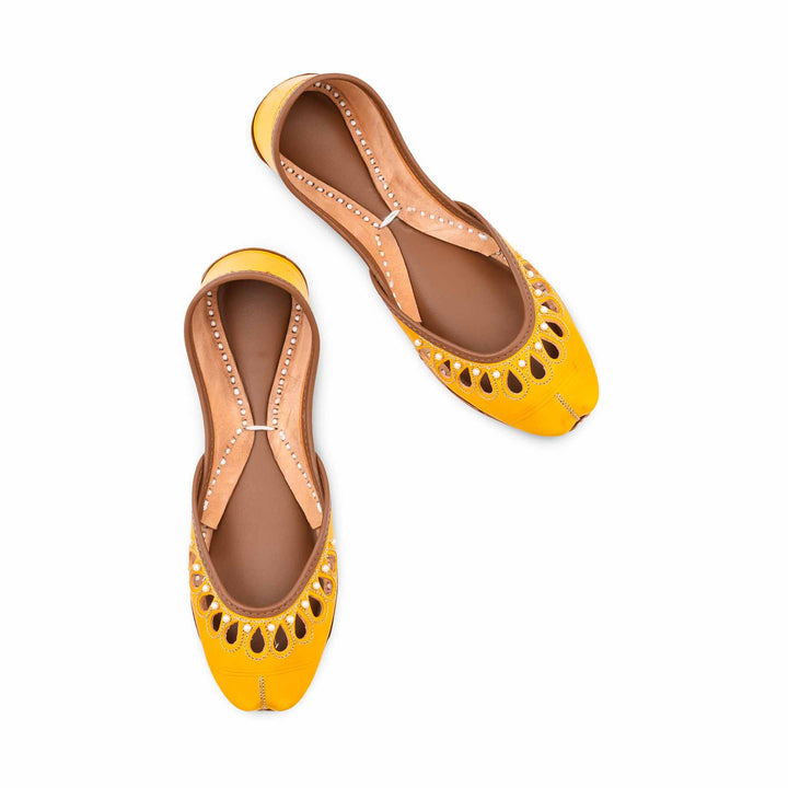 Yellow Leather Khussa For Women EC8875