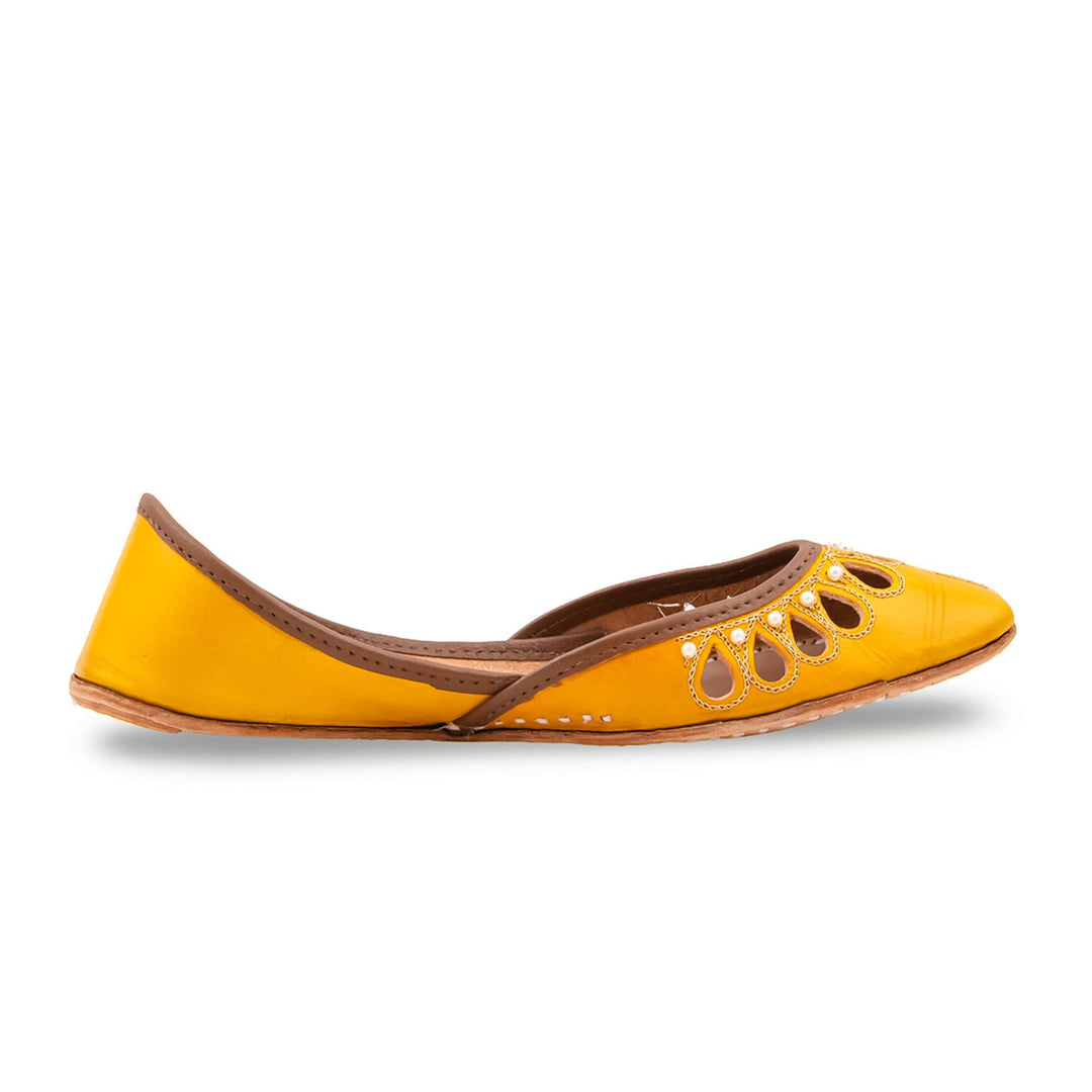Yellow Leather Khussa For Women EC8875