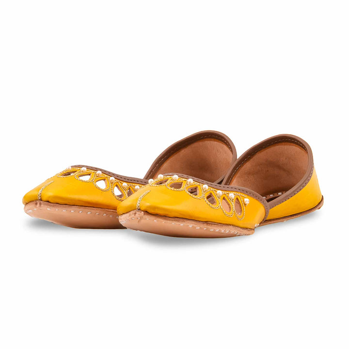 Yellow Leather Khussa For Women EC8875