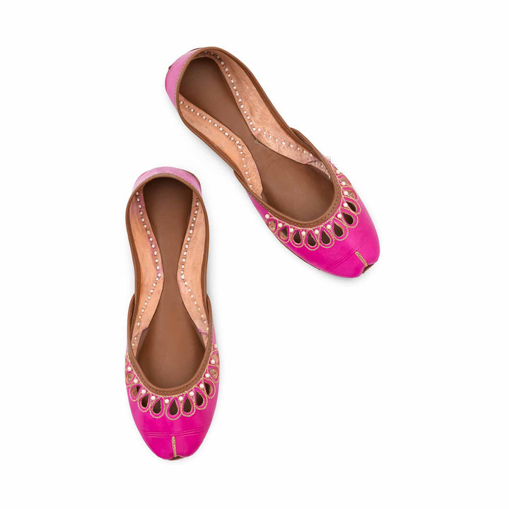 Pink Leather Khussa For Women EC8875