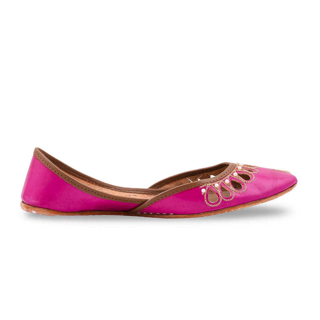 Pink Leather Khussa For Women EC8875