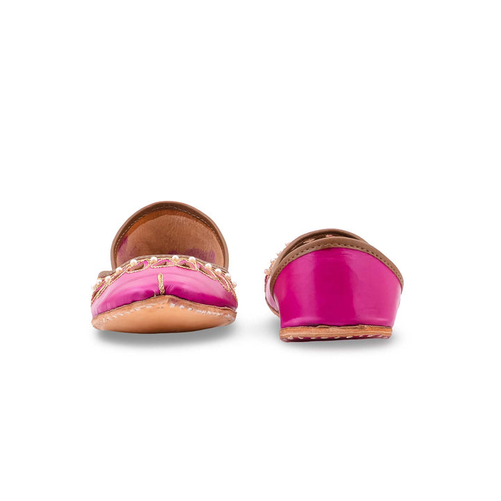 Pink Leather Khussa For Women EC8875